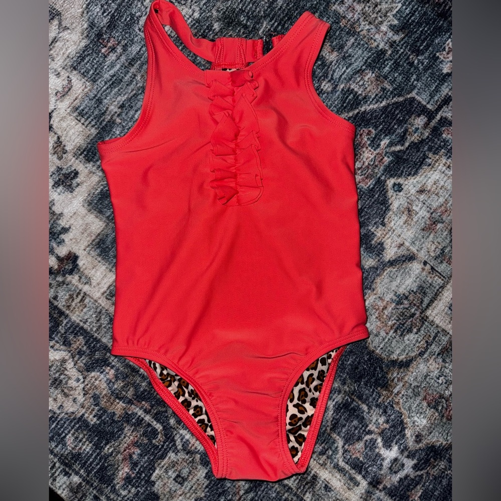 2/$10- Circo Orange One Piece Swimsuit with Ruffles